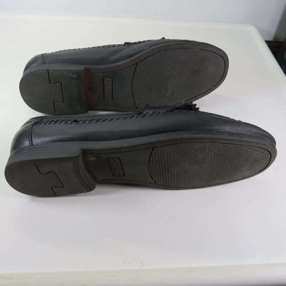 VTG Men's Stafford Leather Navy Shoes 9M(D) Slip-on Loafer Tassels Woven design - Picture 5 of 11